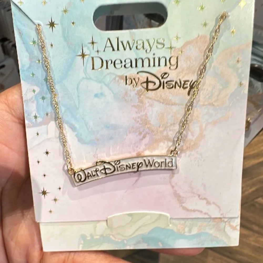 Disney Always Dreaming Gold Walt Disney World park Necklace